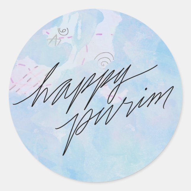 Adesivo purificação feliz em azul-nuvem (Frente)