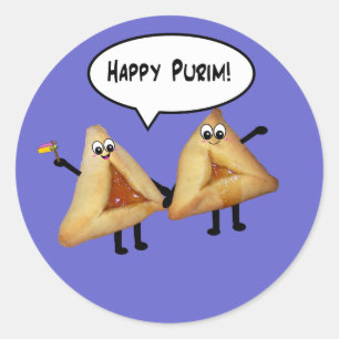 Adesivo Purim feliz bonito Hamantaschen