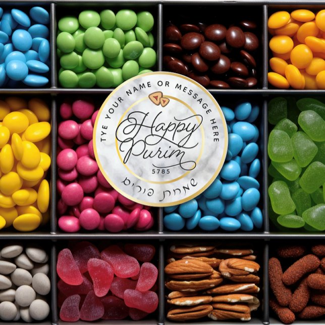 Adesivo Purim Marble & Dourado Script Classic LARGE (Criador carregado)