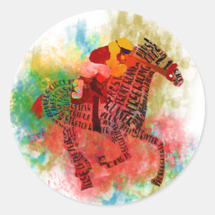 Adesivo Puro-sangue colorido na tipografia