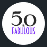 Adesivo Purple 50 e Fabuloso 50º Convite para Festas de an<br><div class="desc">Um belo e brilhante adesivo roxo 50º Festa de aniversário você pode usá-lo para sua cinquenta festa de festa de aniversário. Feliz Aniversário para você,  minha querida!</div>