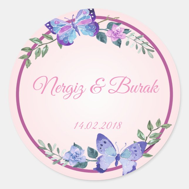 Adesivo purple butterfly wedding sticker (Frente)
