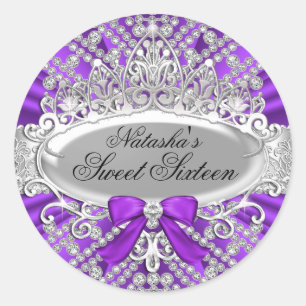 Adesivo Purple Diamond & Tiara Sweet 16