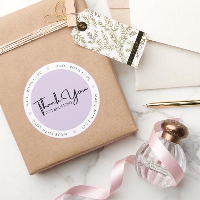 Adesivo Purple e White Modern Obrigado Sticker (Presentear)