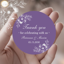 Adesivo Purple Floral Wedding Thank You