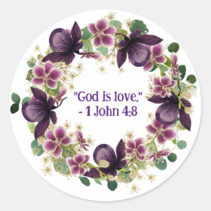 Adesivo Purple Floral Wreath Christian Faith Expressão