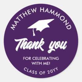 Adesivo Purple Graduating Class Thank You Grad Cap