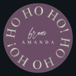Adesivo Purple Green Christmas Ho Ho ID1009<br><div class="desc">Se você está se perguntando que combinações de cores escolher para sua decoração de Natal e presentes este ano, eu criei coleções de padrões coordenadores para tornar a vida um pouco mais fácil. Esta elegante design de tipografia de Natal apresenta 'Ho Ho Ho' num padrão circular em verde-oliva claro, na...</div>