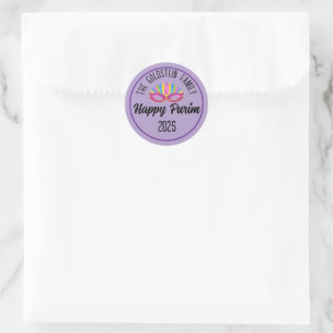Adesivo Purple Happy Purim Family Name