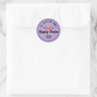 Adesivo Purple Happy Purim Family Name