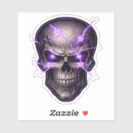 Adesivo Purple Lightning Skull Die-Cut Sticker