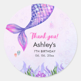 Adesivo Purple Mermaid Tail, Girl's Birthday 