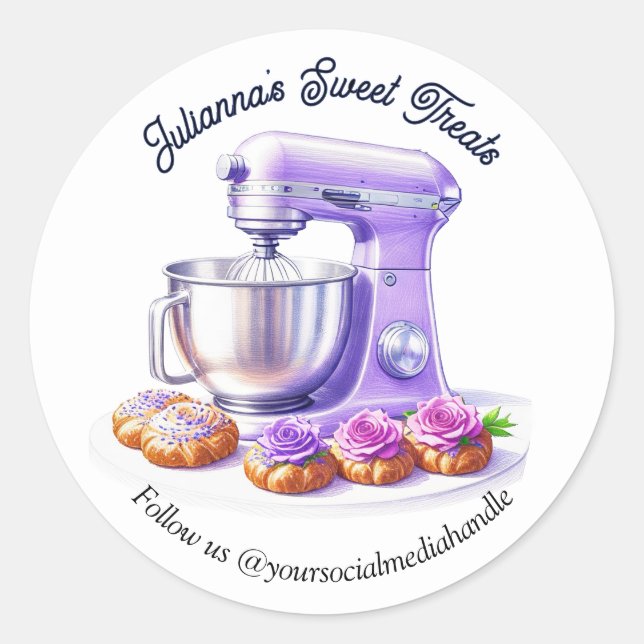 Adesivo Purple Mixer Bread Bakery Pastry Chef (Frente)