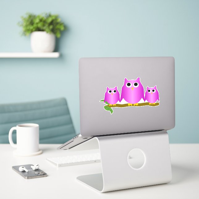 Adesivo Purple Owls Design (Laptop na mesa)
