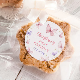 Adesivo Purple Pink Bow Butterfly Birthday Party