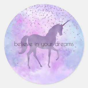 Adesivo Purple Stars Confetti Watercolor Unicorn