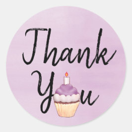 Adesivo Purple Watercolor Obrigado Cupcake