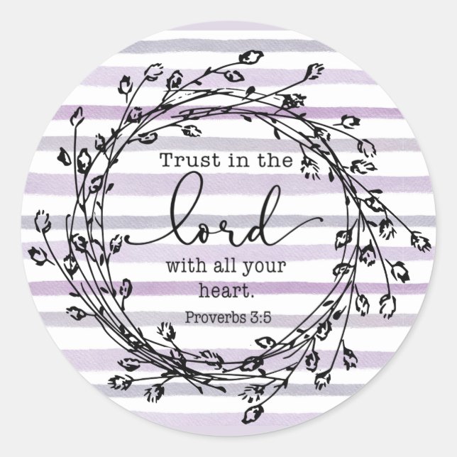 Adesivo Purple Watercolor Stripes Trust In The Lord (Frente)