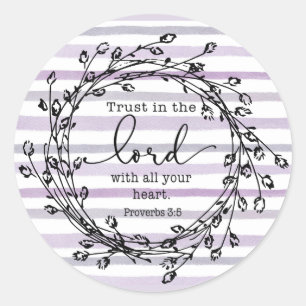 Adesivo Purple Watercolor Stripes Trust In The Lord