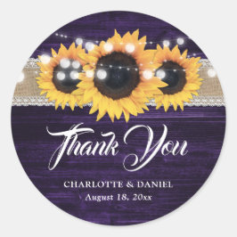 Adesivo Purple Wood Burlap Lace Sunflower Wedding