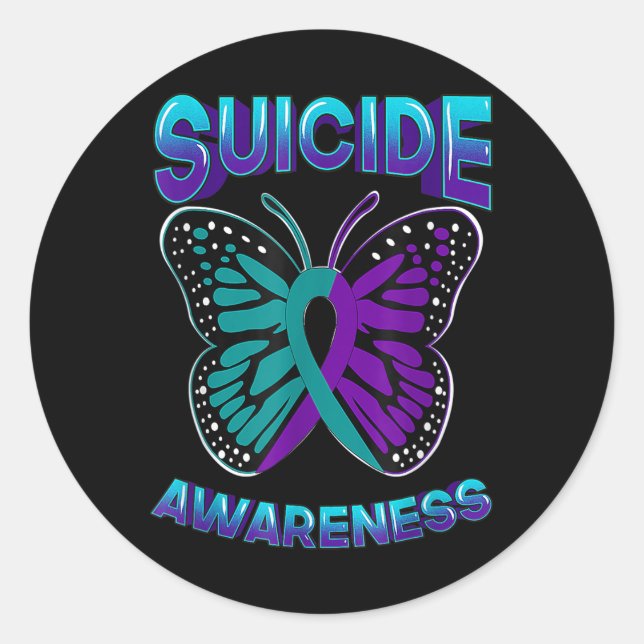 Adesivo Púrpura &amp; Teal do Guerreiro do Suicídio Sensib (Frente)