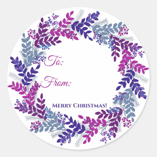 Adesivo Púrpura Berry Wreath Christmas Sticker (Frente)