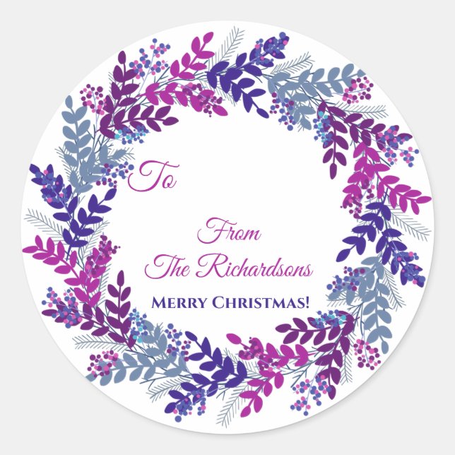 Adesivo Púrpura Berry Wreath Name (Frente)