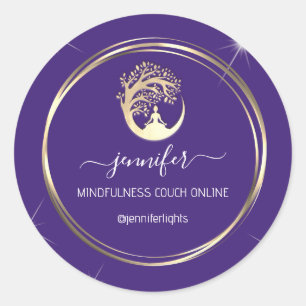 Adesivo Púrpura Dourada do sofá terapista Yoga Mindful