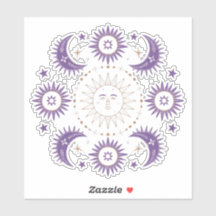 Púrpura e Dourada Boho Celestial Sun e Moon Scrapb