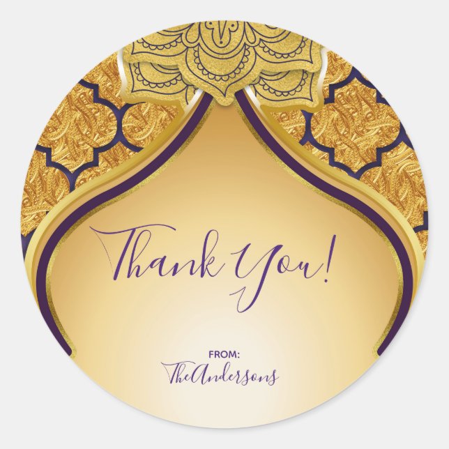 Adesivo Púrpura e Dourada do Partido Árabe Marroquino-Indi (Frente)