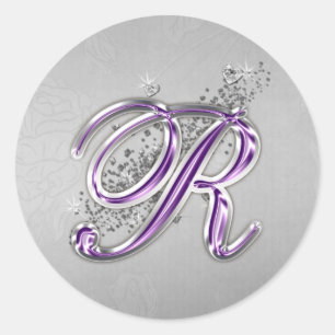 Adesivo Púrpura e sanfona Monograma-brilhante R Sticker