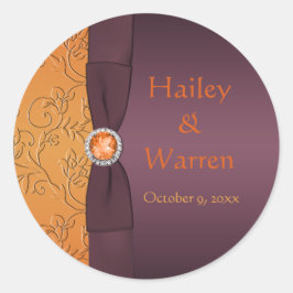 Adesivo Púrpura e Tangerina 1,5", Vinheta redonda de diâme