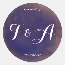 Adesivo Púrpura Elegante De Casamento Monograma