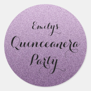 Adesivo Púrpura Faux Glitter Ombre Quinceanera Sticker