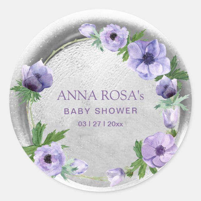 Adesivo *~* Púrpura Flower Anêmone Wreath Wax Seal (Frente)