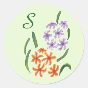 Adesivo Púrpura Laranja Hyacinona Floral Monogramas