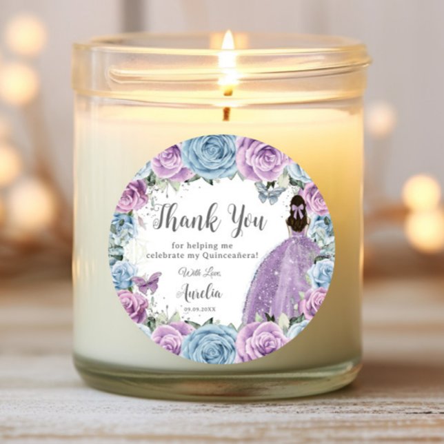 Adesivo Púrpura Lilac Bebê Azul Vestido Floral Quinceañera (Criador carregado)