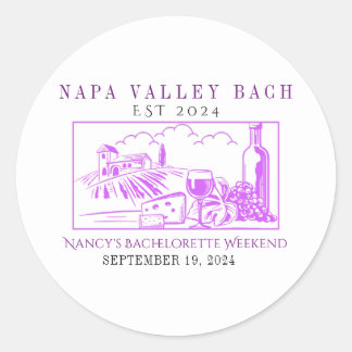 Adesivo Púrpura Napa Valley Bachelorette Favor Sticker