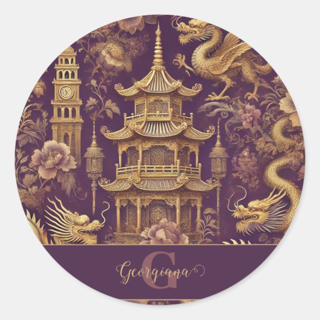 Adesivo Púrpura Personalizada e Chinoiserie Victoriana Dou (Frente)