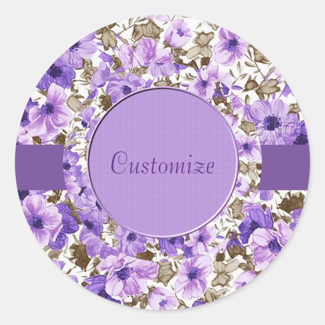 Adesivo Púrpura Personalizada e Palhetas Florais Brancas (Frente)