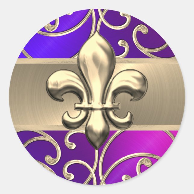 Adesivo Púrpura, rosa e Dourada, espirradeiras Fleur de Li (Frente)