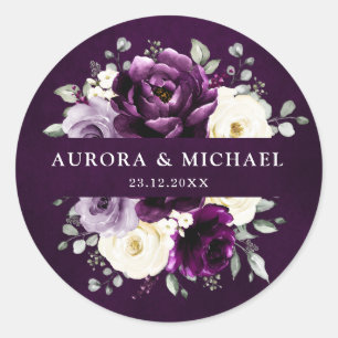 Adesivo Púrpura Roxo Pera Marinha Branca Casamento Floral