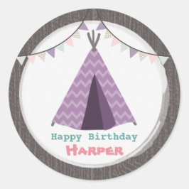 Adesivo Púrpura Tipi Birthday Sticker