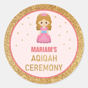 Adesivo Purpurina Dourada Princesinha Aqiqah Fofa