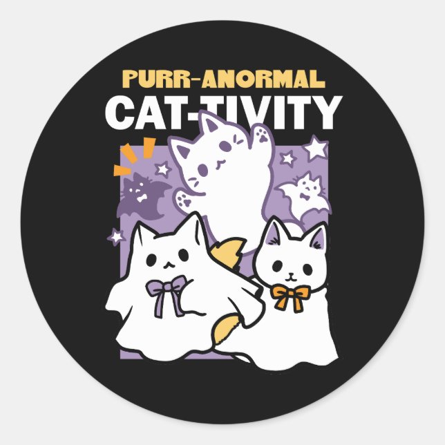 Adesivo Purr-anormal Cat tivity - Halloween Cat Design (Frente)