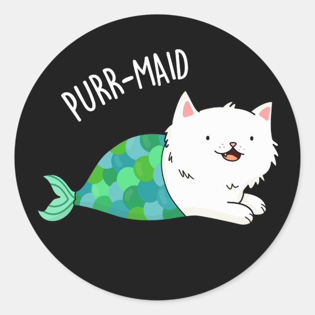 Adesivo Purr-Maid Gatinho Engraçado Sereia Pun Dark BG (Frente)