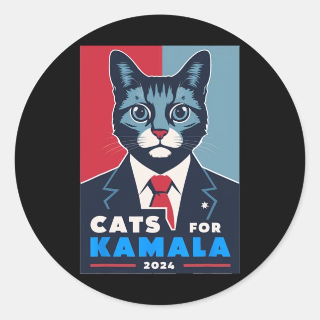 Adesivo Purrfect Cats For Kamala Harris 2024 Presidente (Frente)