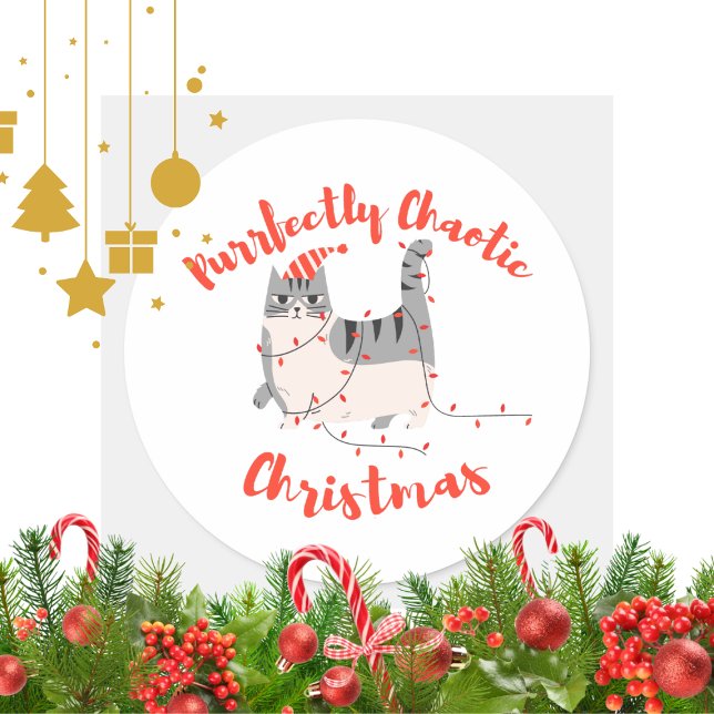 Adesivo Purrfectly Chaotic Christmas Funny Holiday Cat  (Criador carregado)