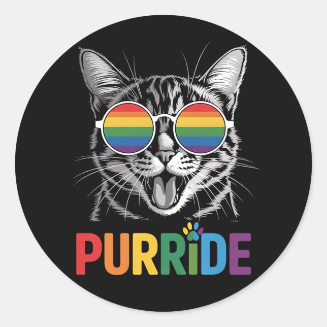 Adesivo Purride Cat Gay Lésbica Rainbow LGBTQ Ally Pride (Frente)