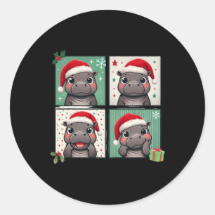 Adesivo Pygmy Hippo Meme Santa Claus Hat Photobooth Engraç